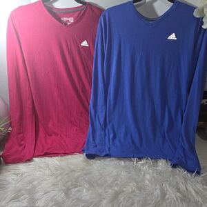 Adidas Ultimate Blue And Fushia Long Sleeve Tees, Size L (BUNDLE OF 2)